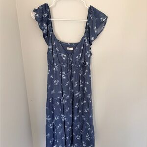 Hollister Blue Dress with White Floral Pattern